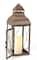 16.75" Cottage Style Metallic Lantern with LED Pillar Candle, Brown